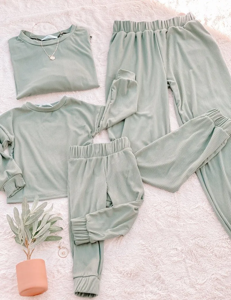 Sage Green Mommy and Me Loungewear