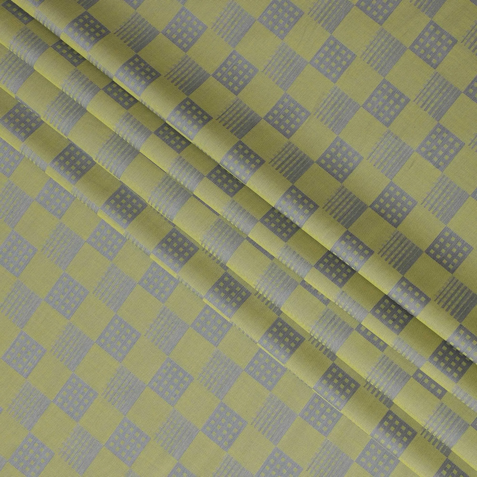 Sage green Premium 100% Giza cotton shirting fabric with powder blue jacquard in checks design-D16857