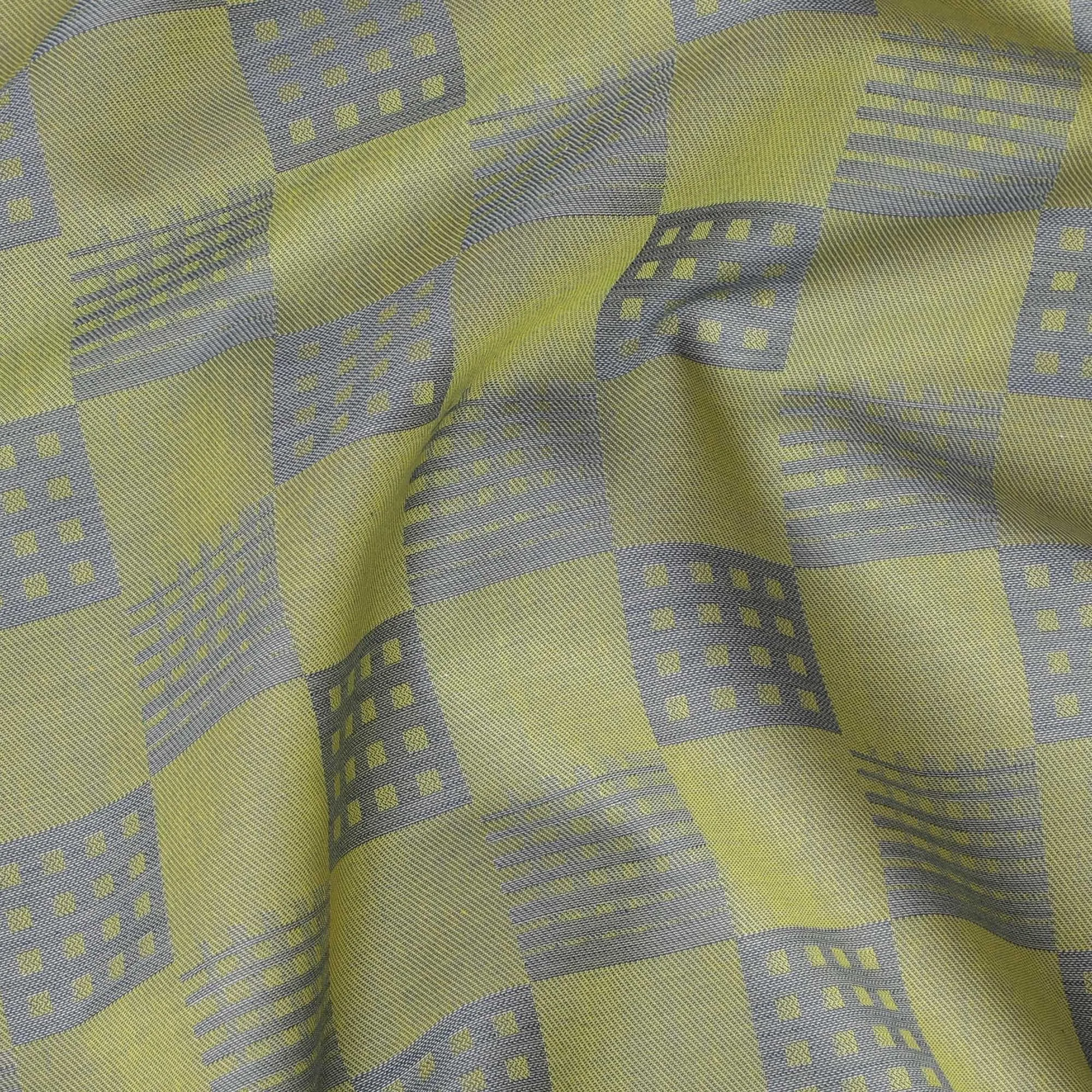 Sage green Premium 100% Giza cotton shirting fabric with powder blue jacquard in checks design-D16857