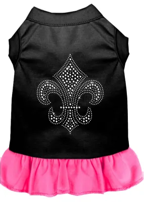 Silver Fleur De Lis Rhinestone Dress Black With Bright Pink Sm (10)