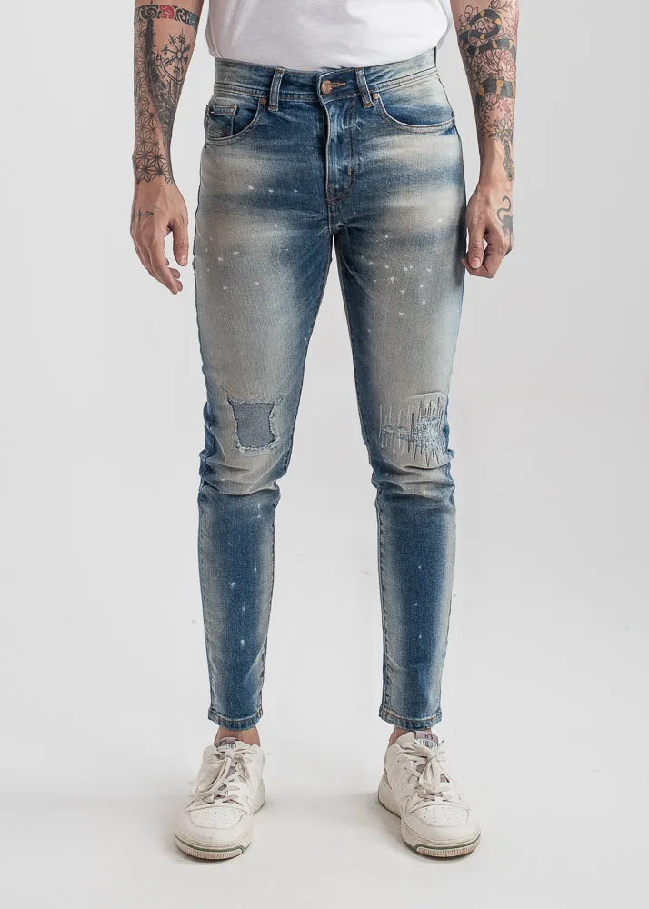 Skinny-fit Ripped Jeans (Light Blue) ( Fratboy )