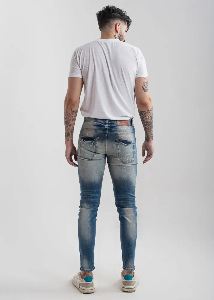 Skinny-fit Ripped Jeans (Light Blue) ( Fratboy )