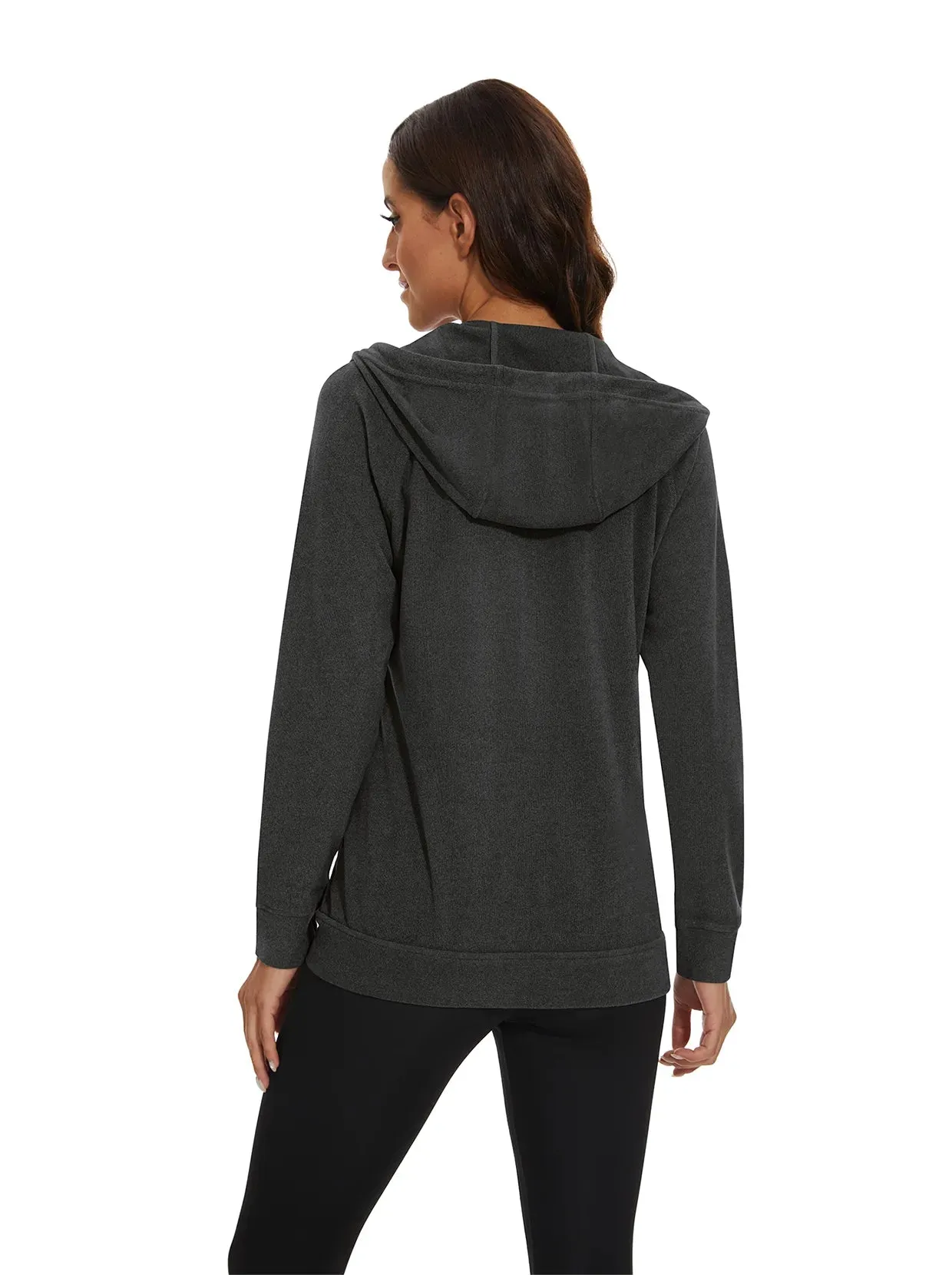 SOcomfi™ Dark Grey Full-zip Hooded Jacket with Pockets for Women