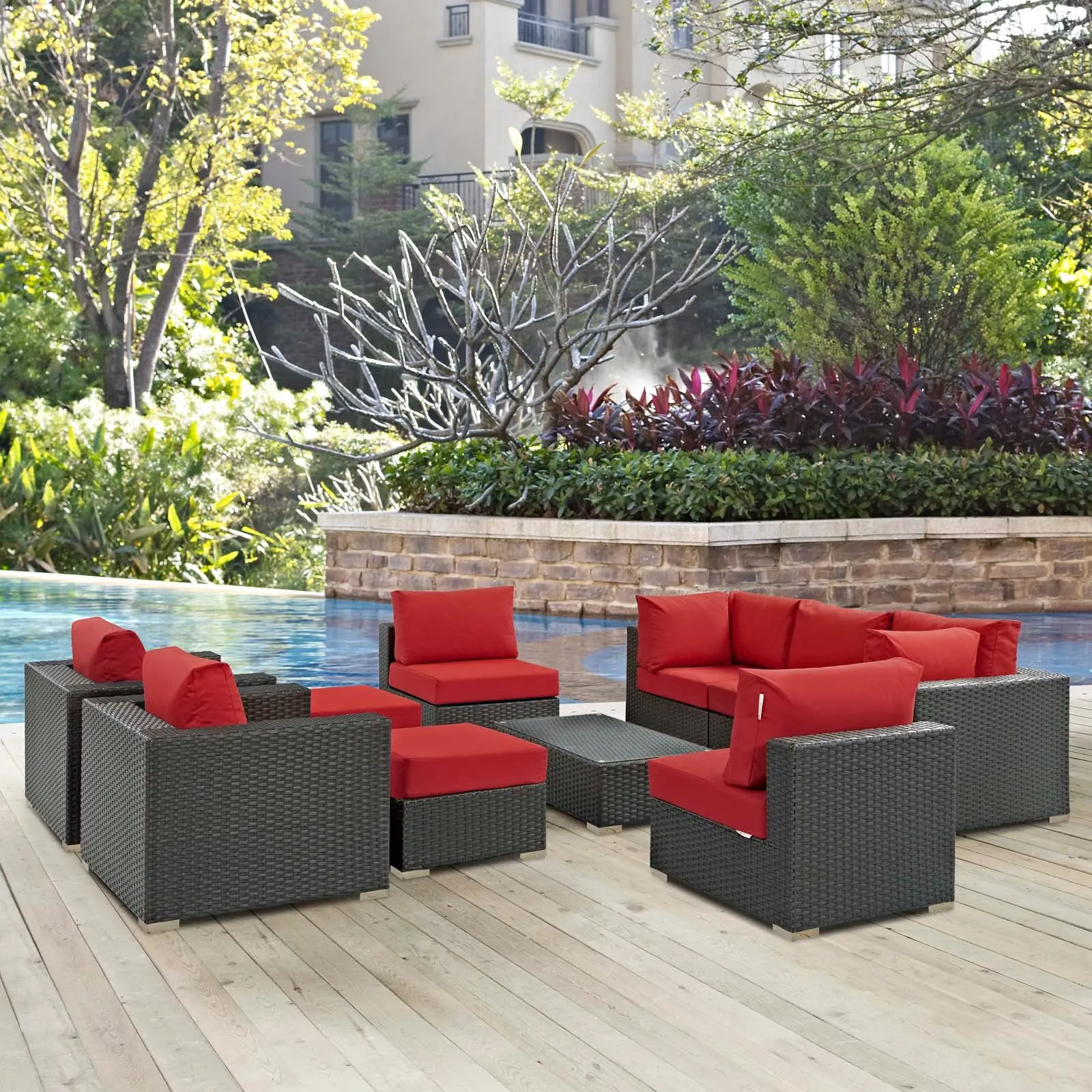 Sojourn  10 Piece Outdoor Patio Sunbrella® Sectional Set