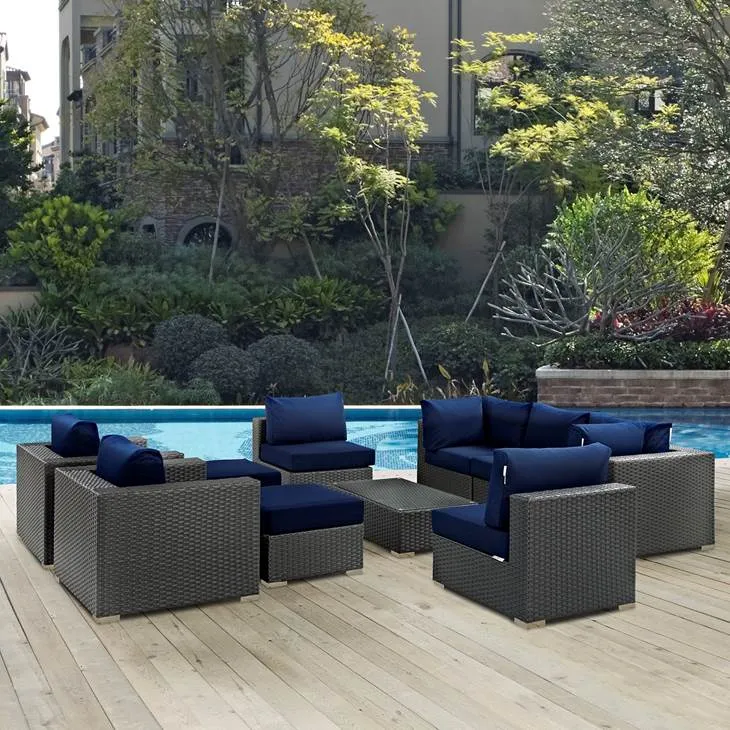 Sojourn  10 Piece Outdoor Patio Sunbrella® Sectional Set