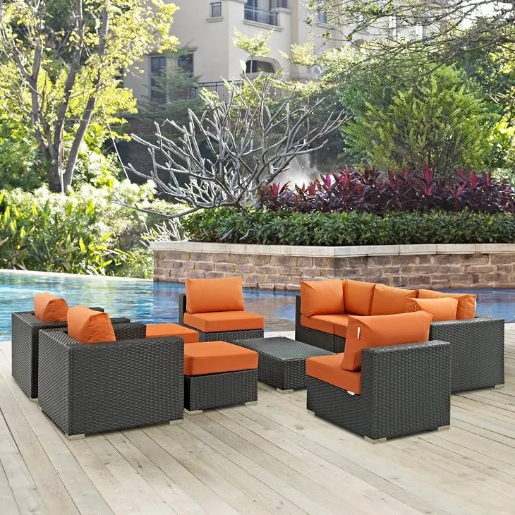 Sojourn  10 Piece Outdoor Patio Sunbrella® Sectional Set