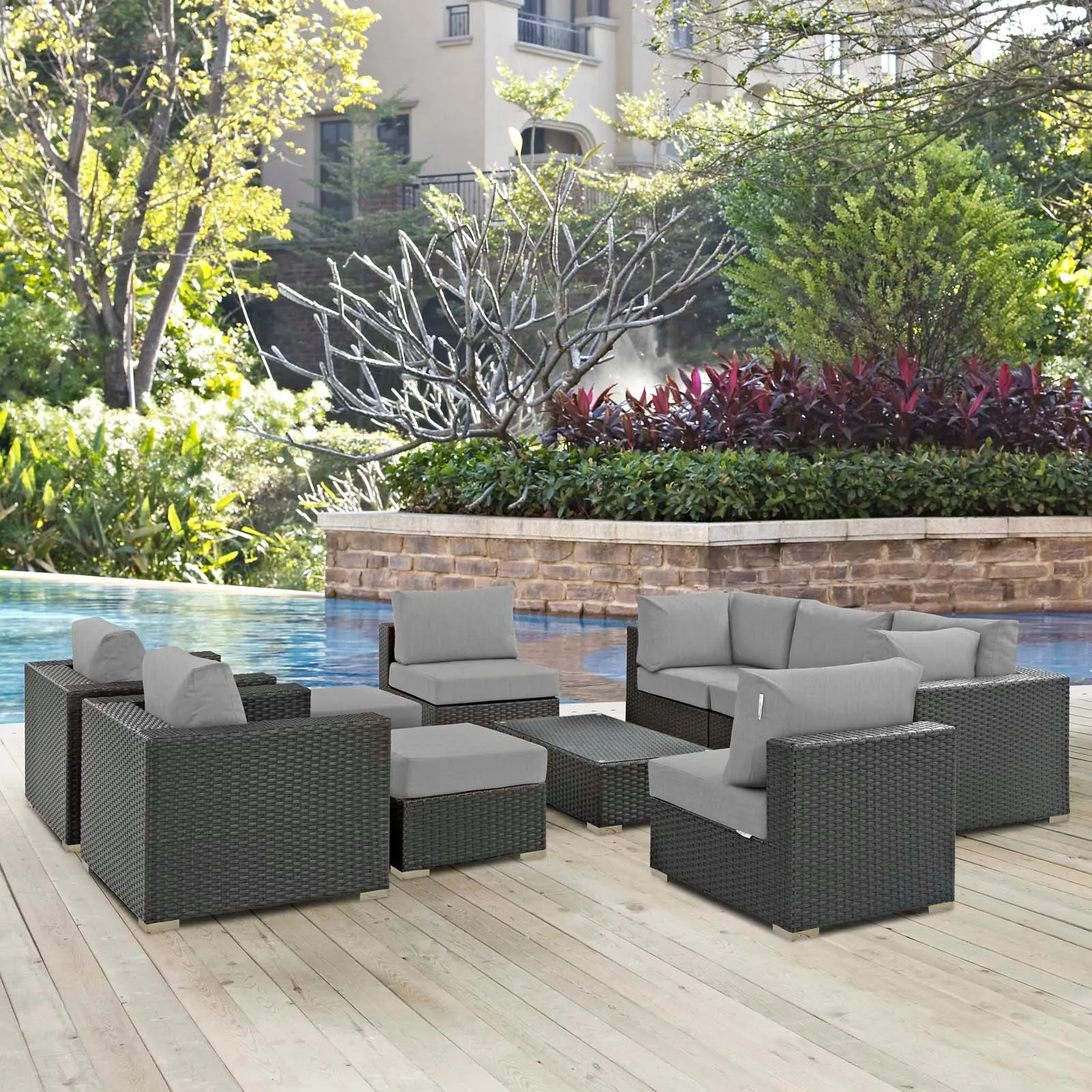 Sojourn  10 Piece Outdoor Patio Sunbrella® Sectional Set