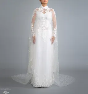 Sparkling Cathedral Pearl Bridal Cape (#AXELLI)