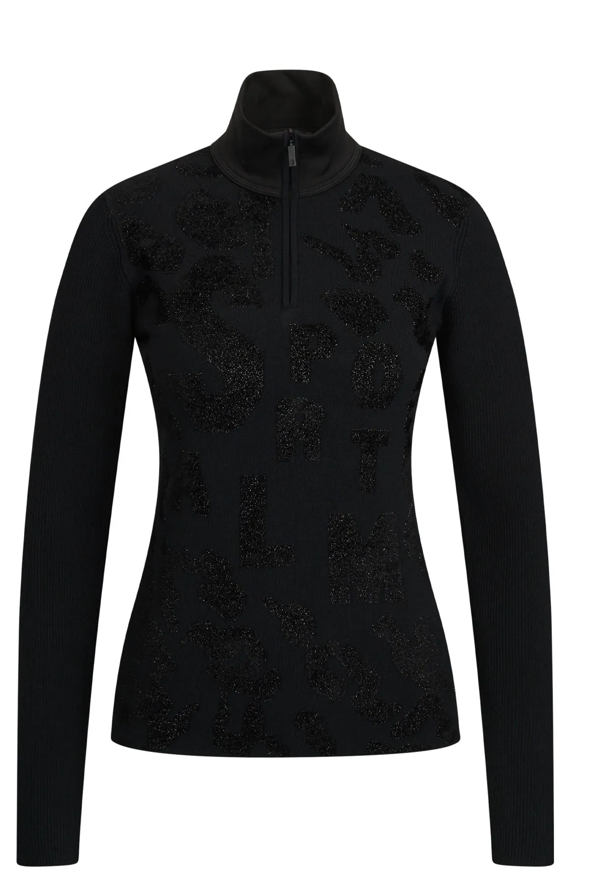 Sportalm Black Ski Base Layer with Lurex Pattern 1824515728