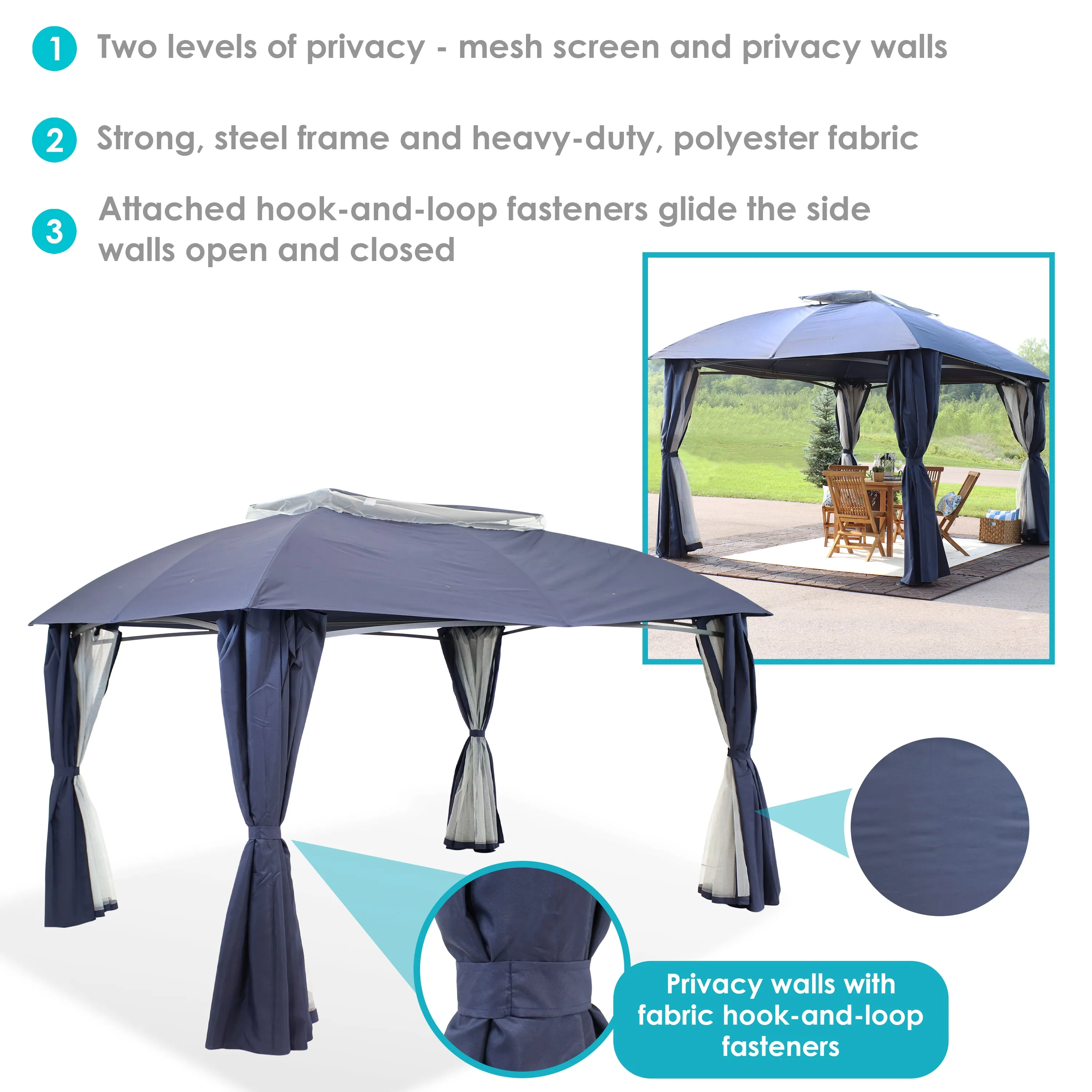 Sunnydaze 10' x13' Gazebo with Screens and Privacy Walls