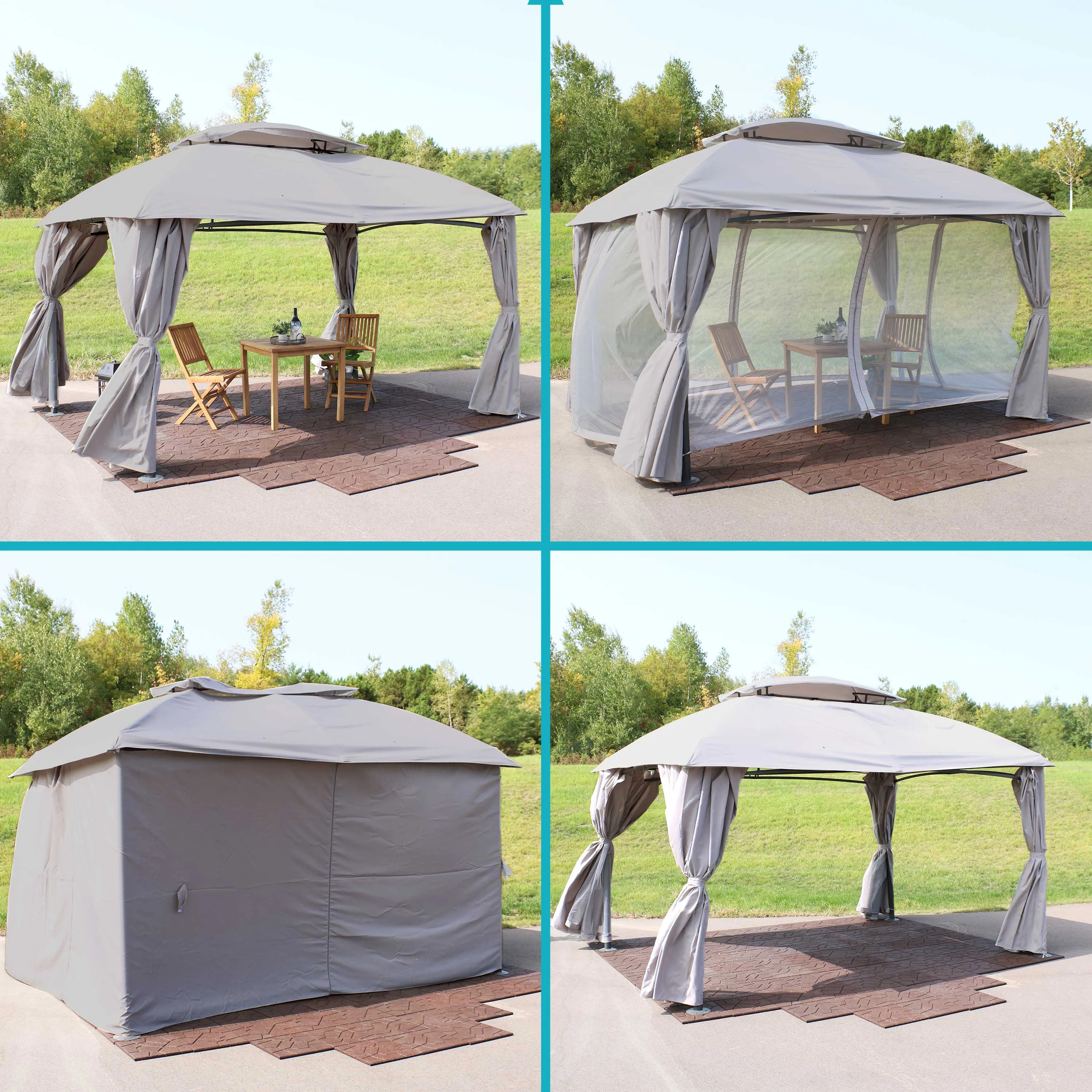 Sunnydaze 10' x13' Gazebo with Screens and Privacy Walls