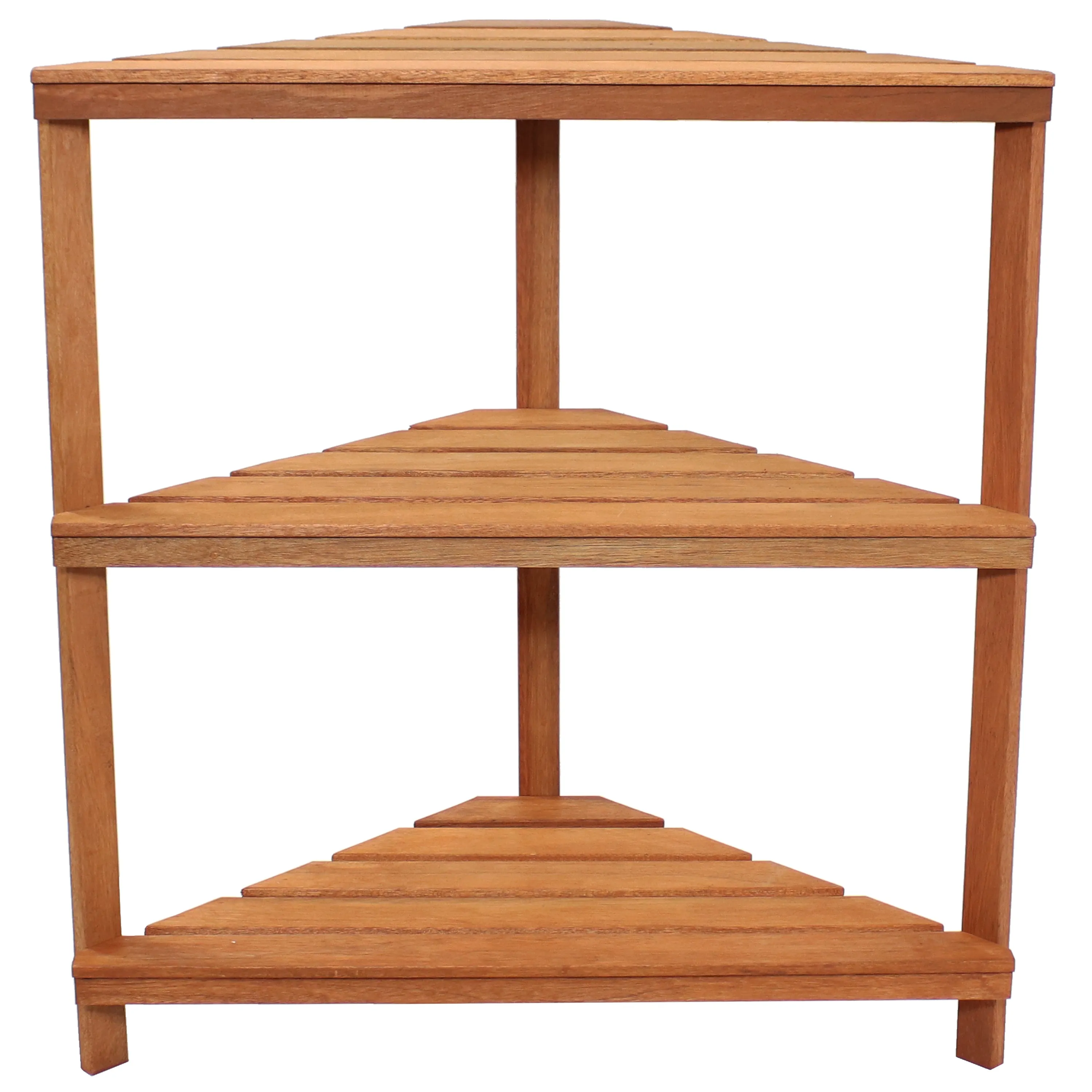 Sunnydaze Meranti Wood Teak Oil Finish 3-Tier Corner Plant Stand