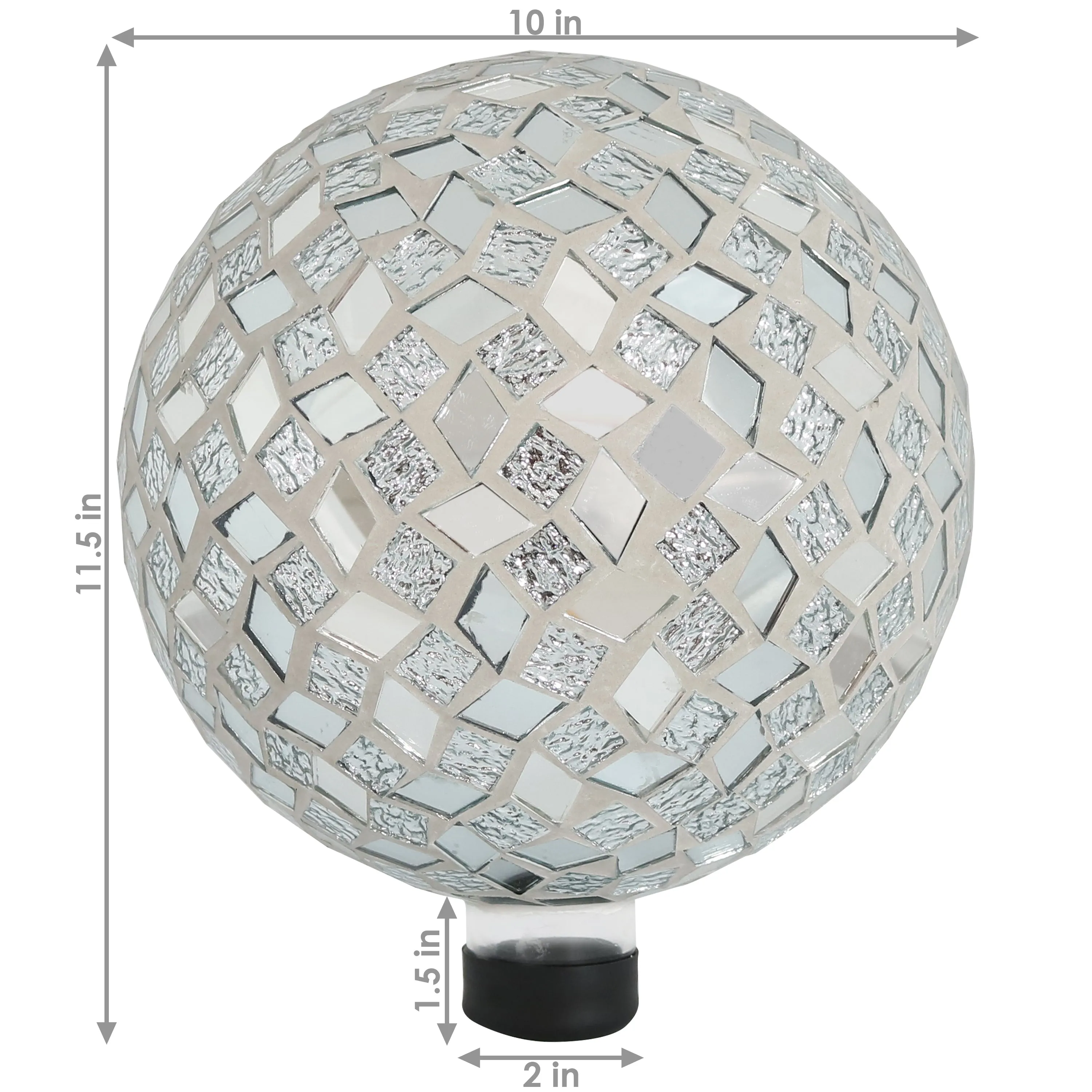 Sunnydaze Mirrored Diamond Mosaic Gazing Globe Ball - 10"