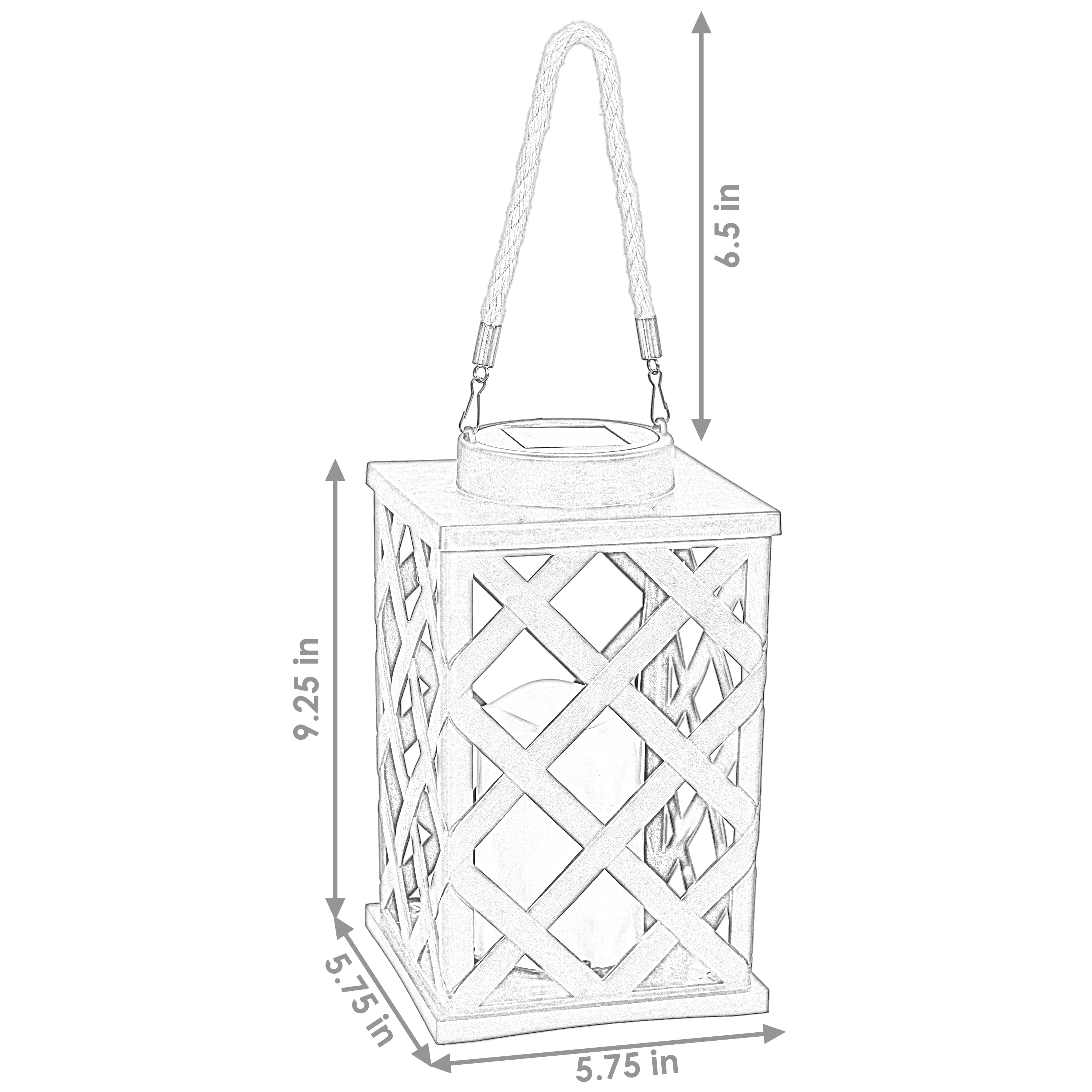 Sunnydaze Modern Crosshatch Outdoor Solar Decorative Candle Lantern