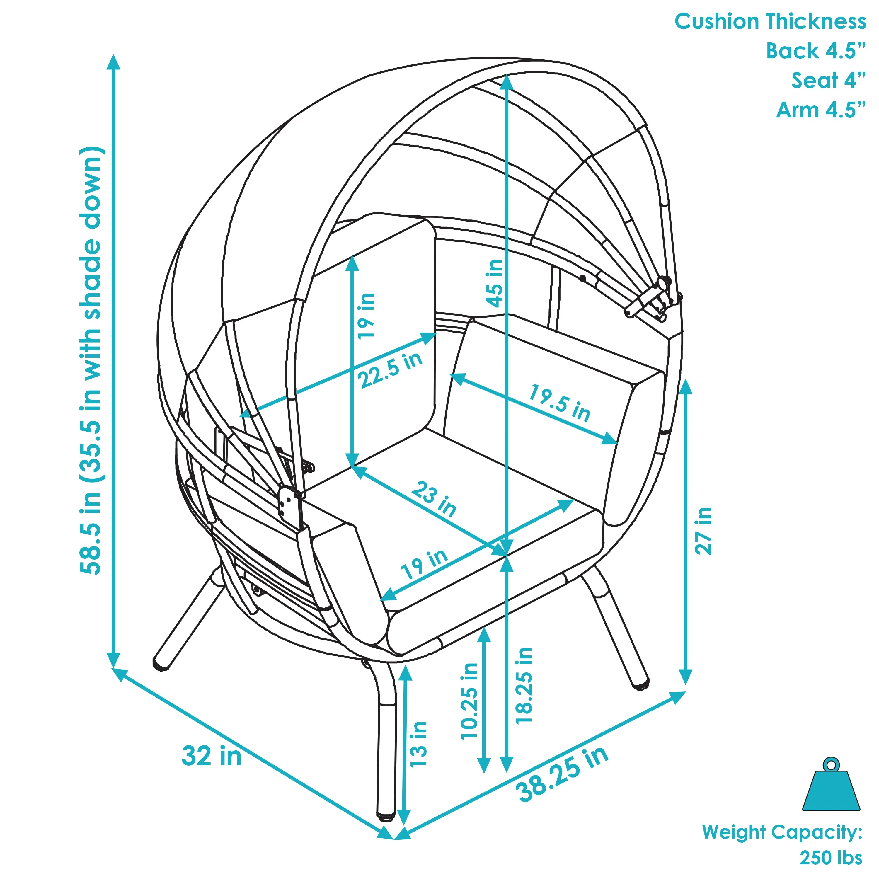 Sunnydaze Modern Luxury Patio Egg Chair with Canopy