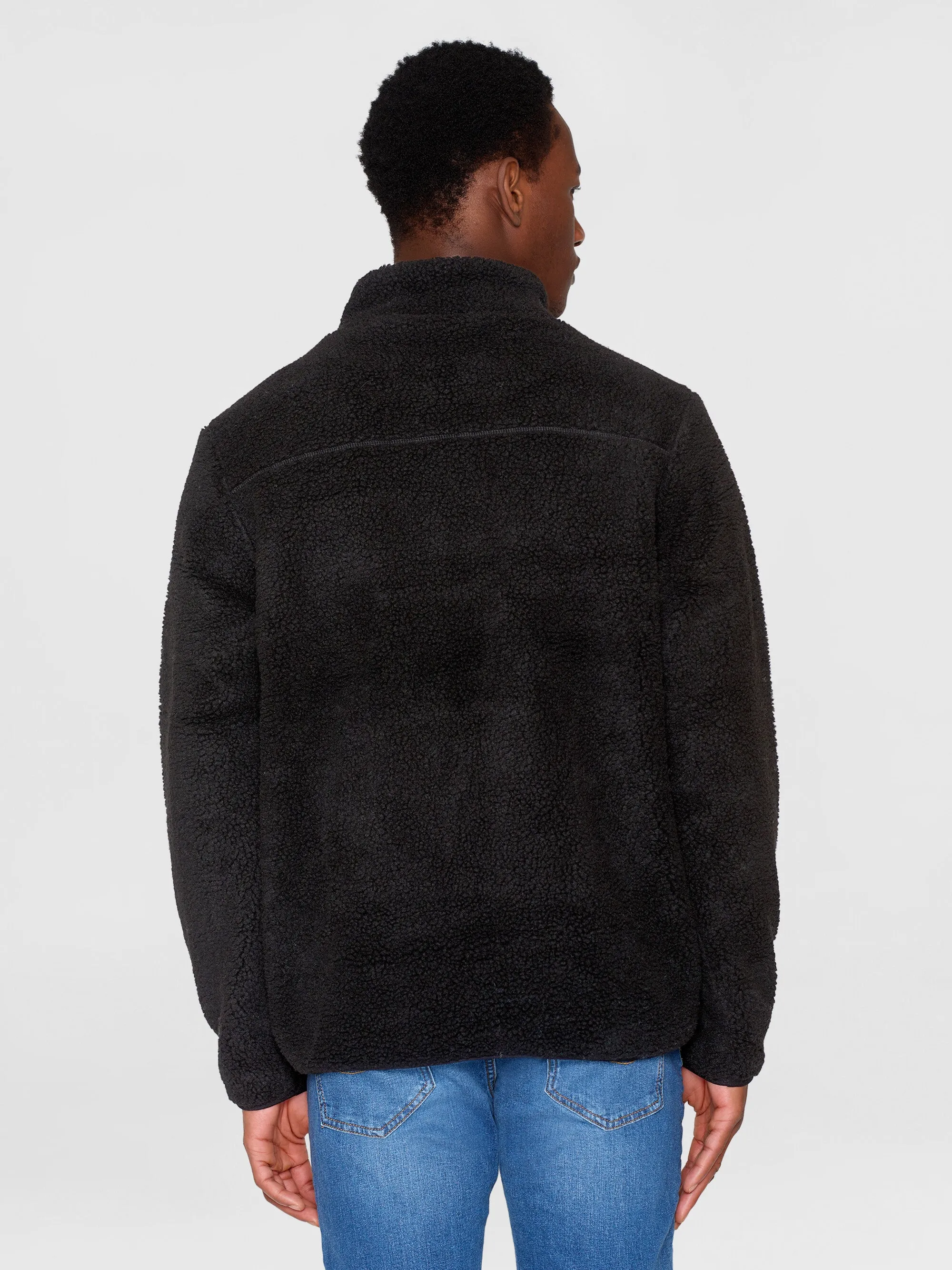 Teddy fleece zip sweat - Black Jet