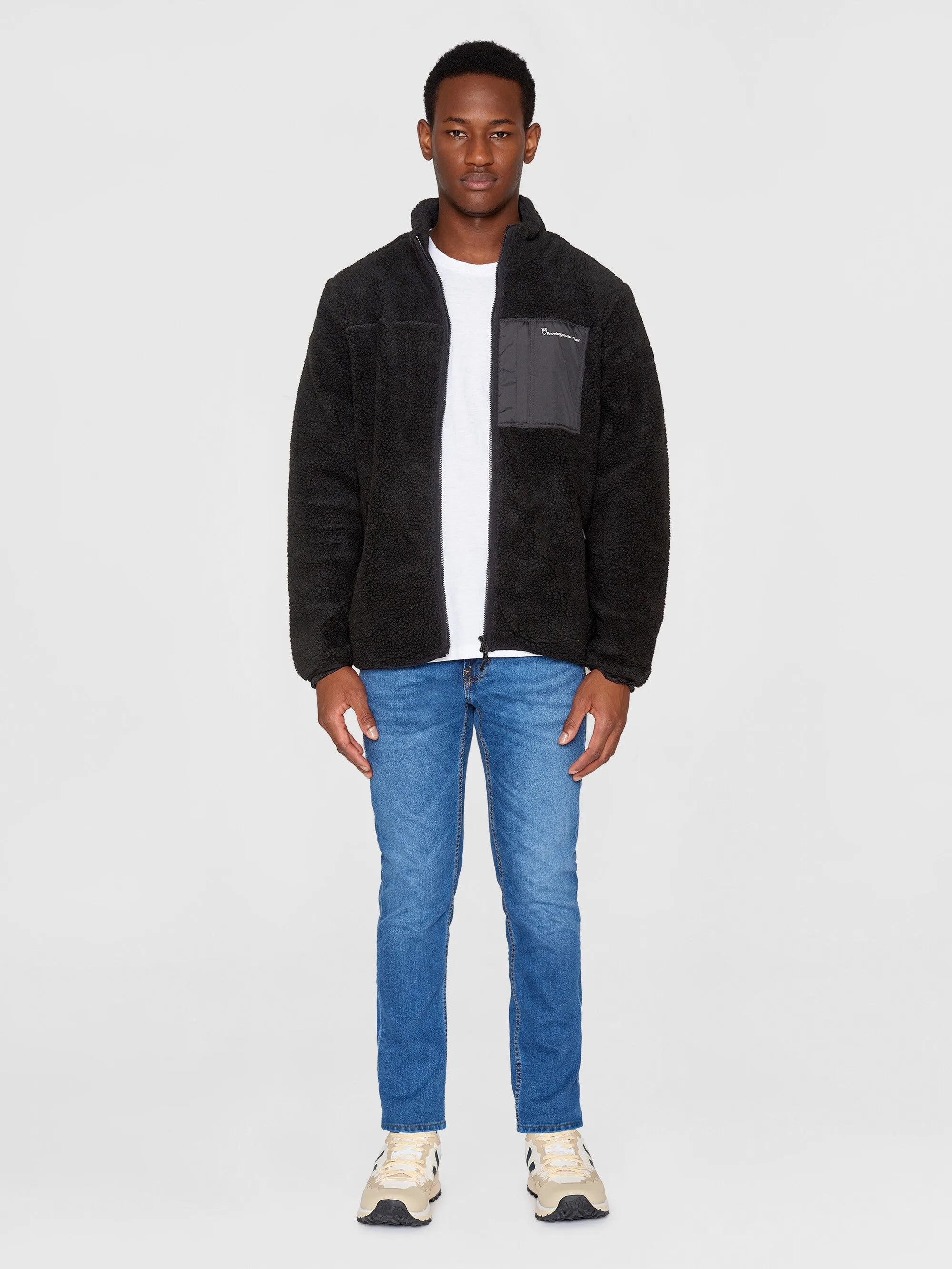 Teddy fleece zip sweat - Black Jet