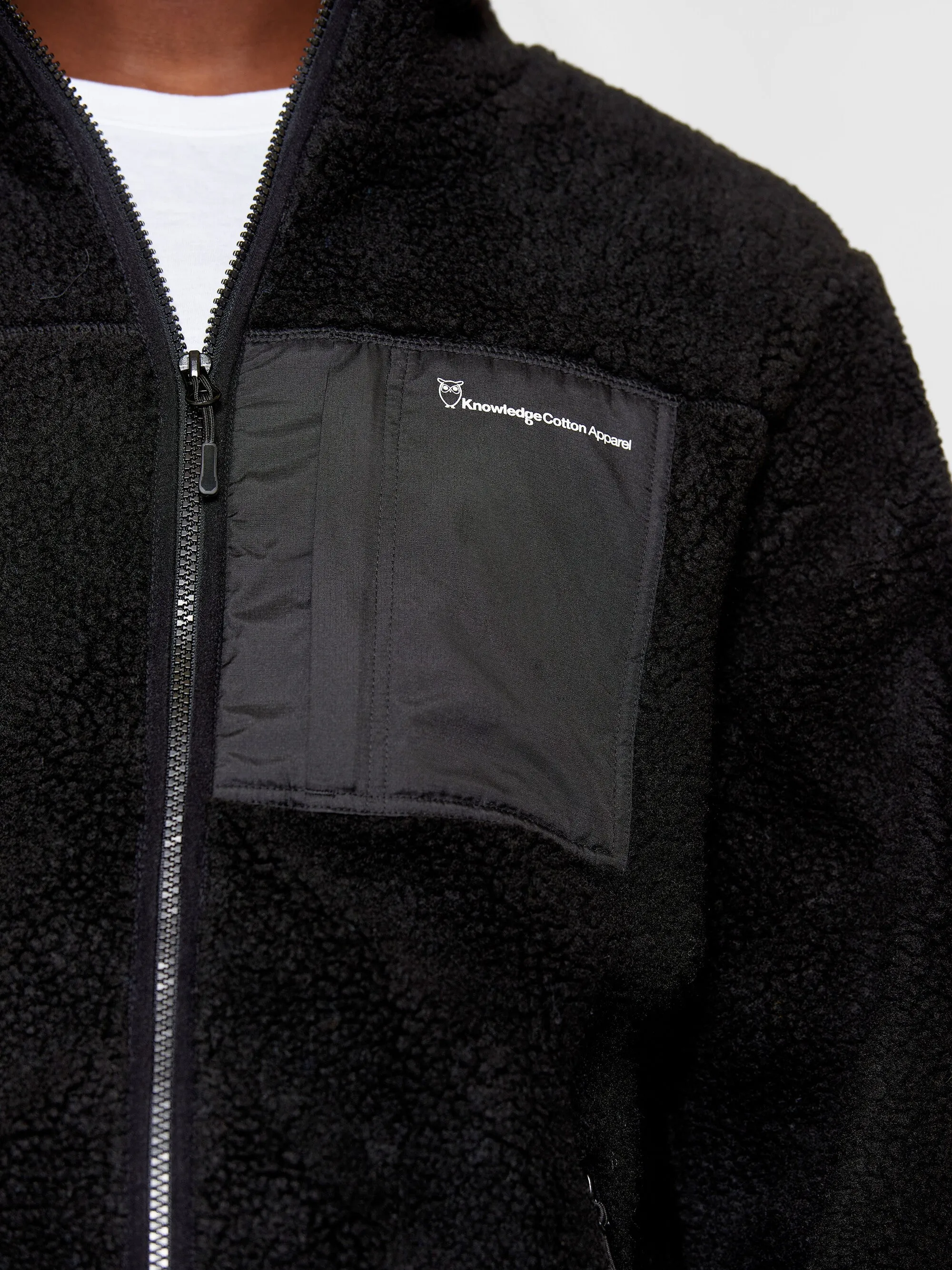 Teddy fleece zip sweat - Black Jet