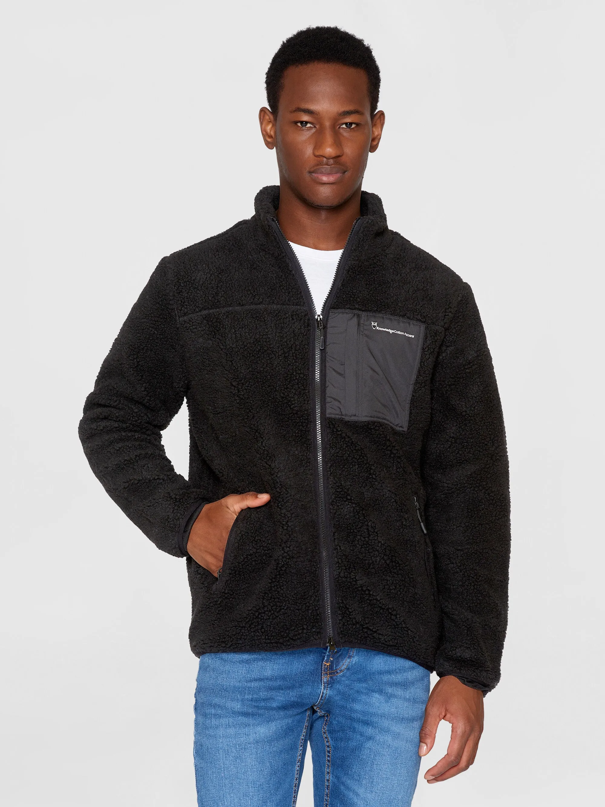 Teddy fleece zip sweat - Black Jet