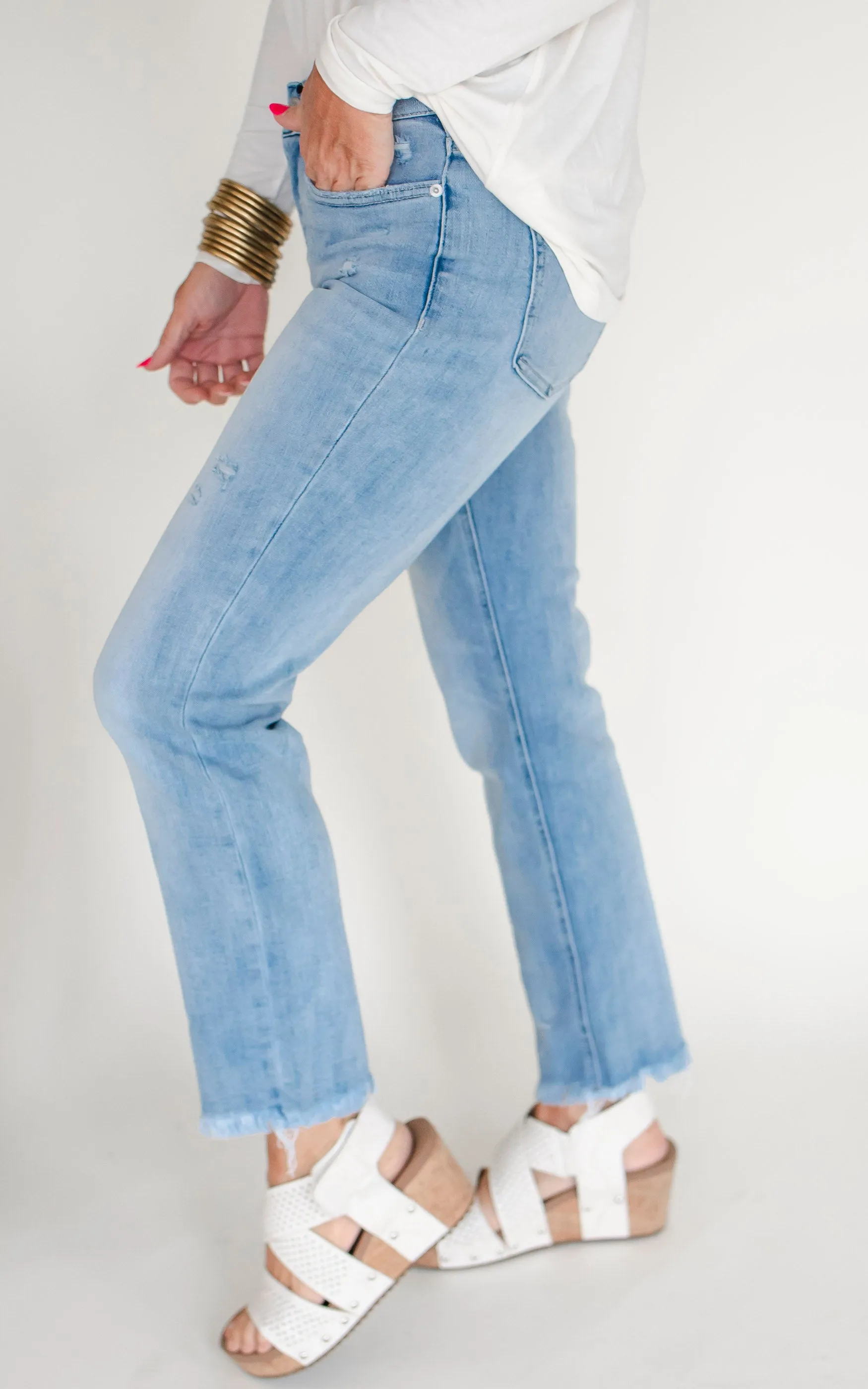 The Millie Mid Rise Cigerette Crop Denim | Mica