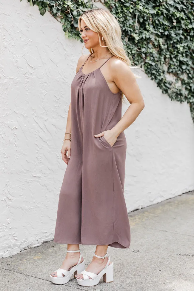 Wherever I Go Nutmeg Crepe Jumpsuit FINAL SALE