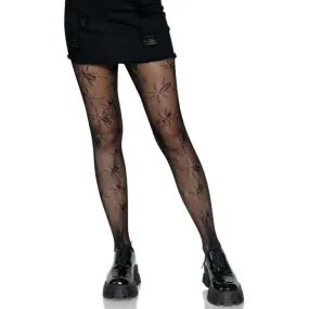 Womens Black Beetle Net Tights