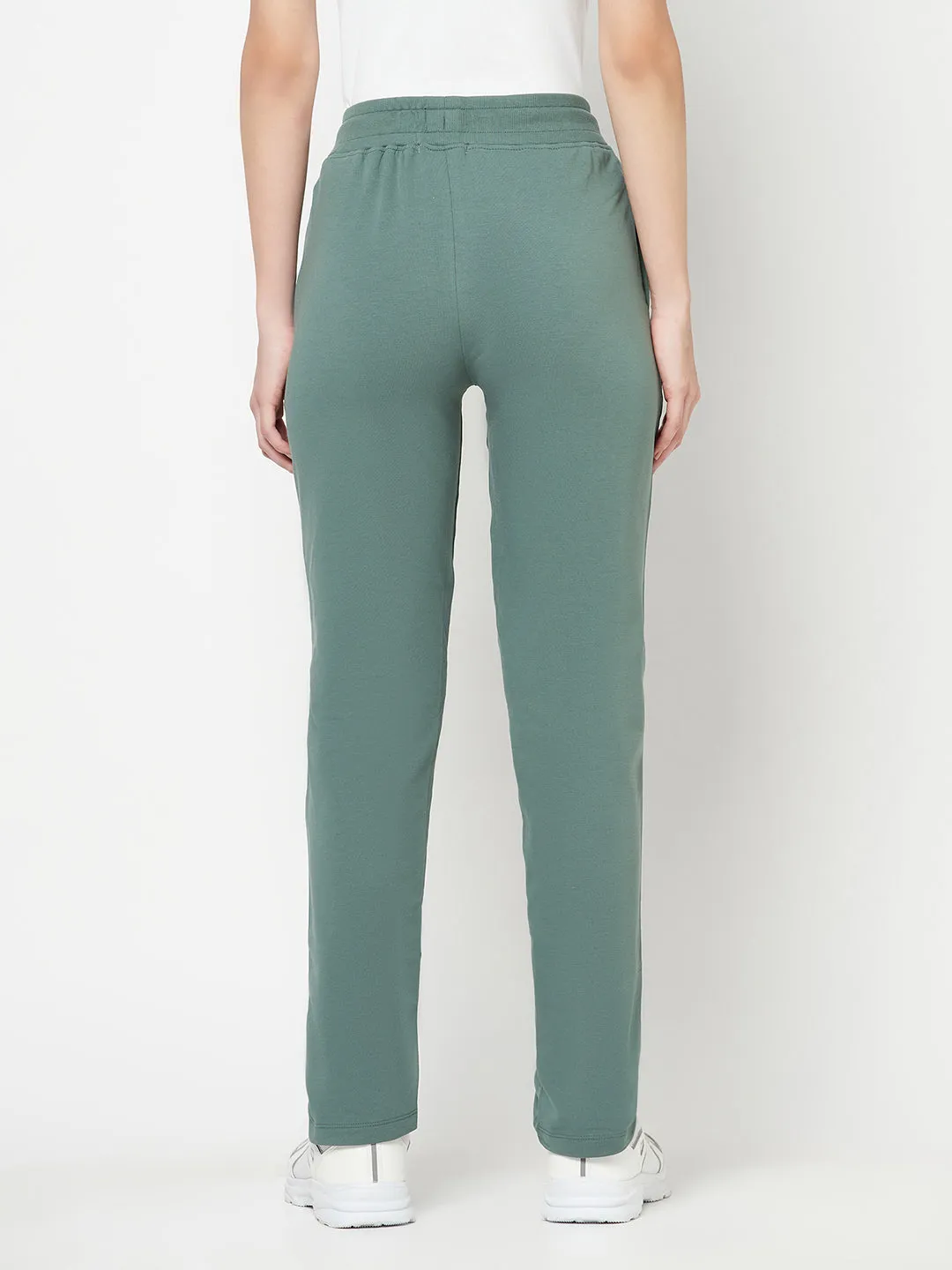 Women's Casual  Green Full length Mid rise Track Pants