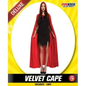 Womens Deluxe Red Velvet Cape Costume