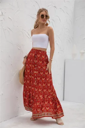 Womens Print Maxi Skirt 2 piece Outfit Dress