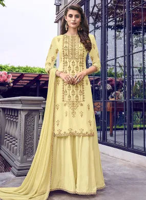 Yellow Overall Embroidered Gharara Suit Set