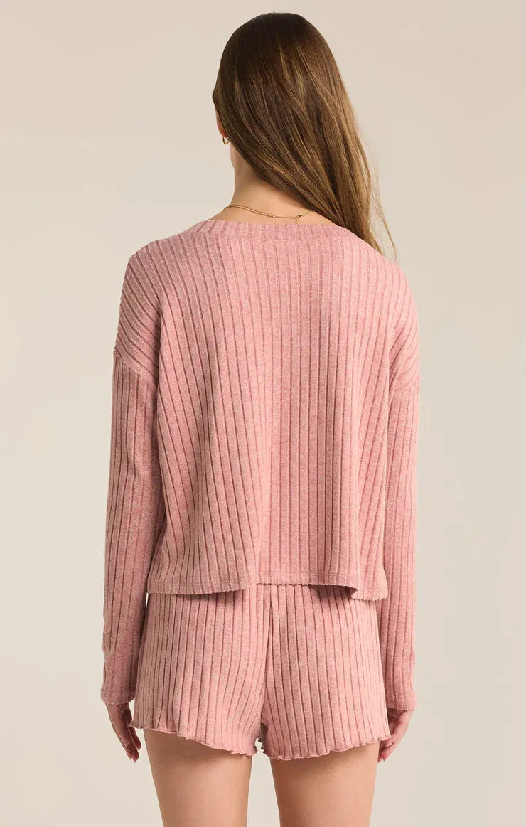 ZSUPPLY Mara long sleeve cardigan lounge top-Rosebud