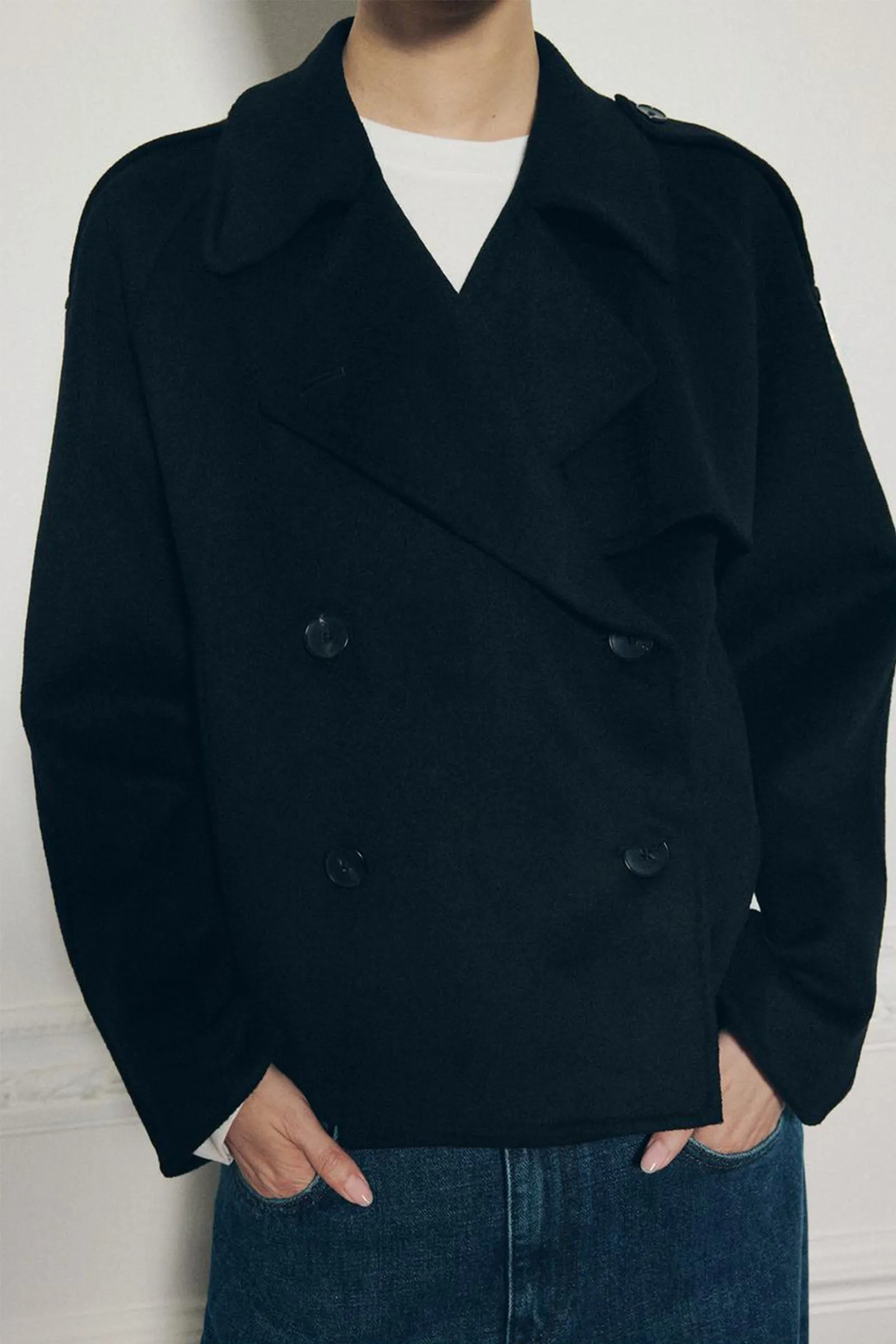 ZW Collection Cropped Wool Coat